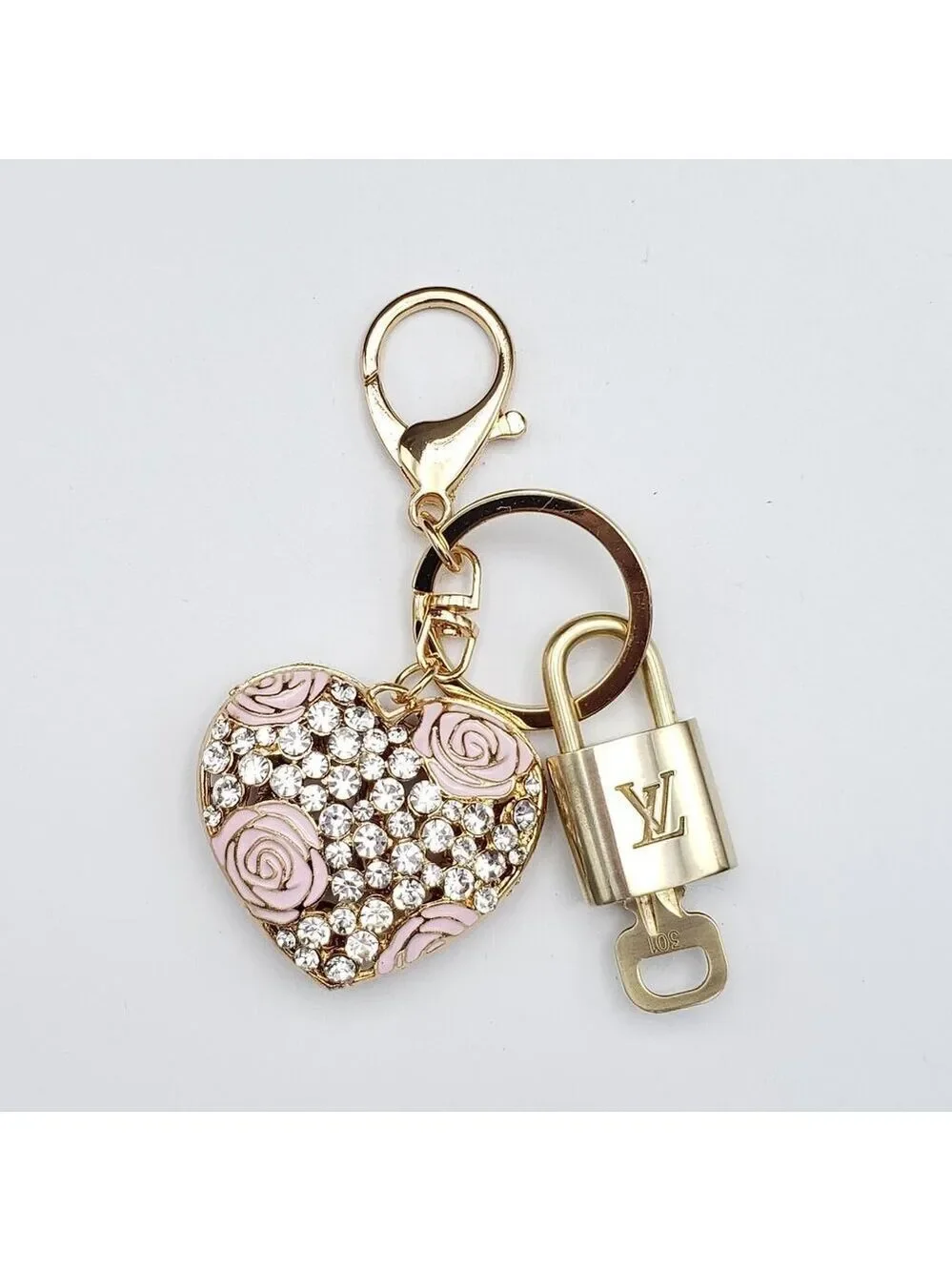 Authentic Louis Vuitton Lock & Key with Unbranded Heart Charm, Keychain